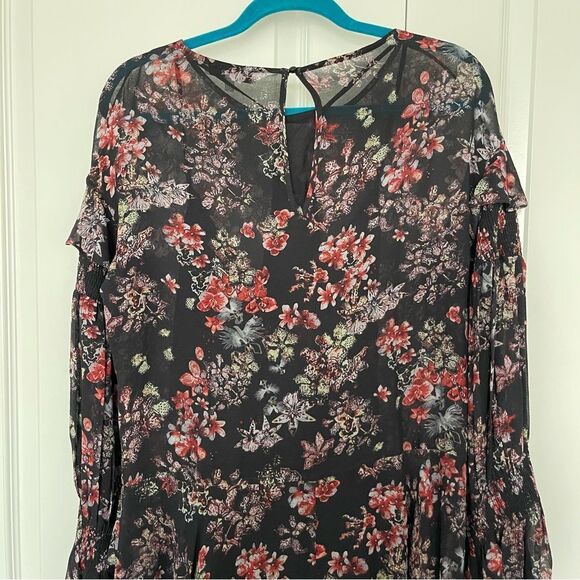 IRO Averen Black Ruffle Chiffon Dress Size 36 - Picture 13 of 15